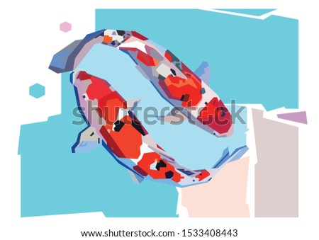Pop art portrait of koi fish 