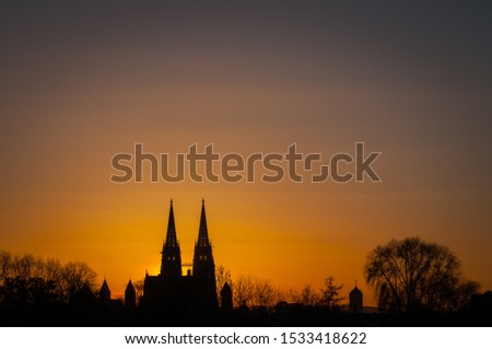 Cathedral in Regensburg against late afternoon sun