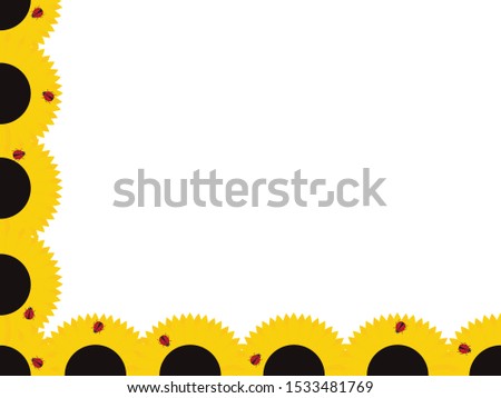 Sunflower and Ladybug Frame isolated