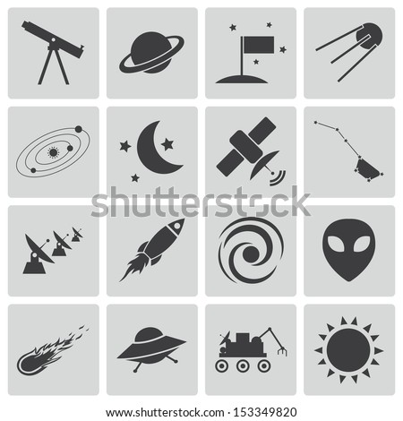 Vector black  space icons set