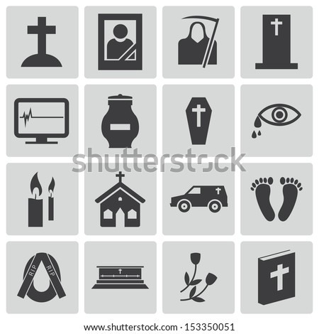 Vector black  funeral icons set
