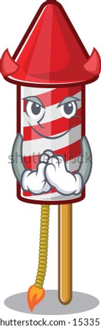 Devil fireworks rocket mascot in cartoon shape