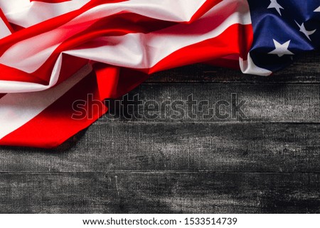 American flag on dark background. Flag Veterans Day Concept 