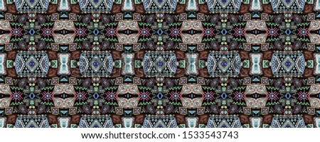 African repeat pattern. American seamless print. Boho mayan ornament. Vintage patchwork. Tribal endless fabric. Cute geometric print. Black, cyan, pink, green, gold african repeat pattern.