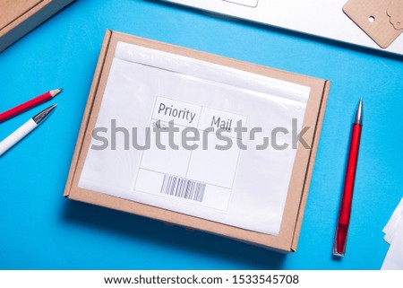 desk office with Shipping Label holder