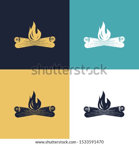 Fire Wood Four Color Minimalist Icon Logo Set in Elegant Color