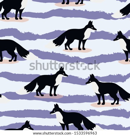 Black foxes animals seamless pattern . Concept for print, textile, cards, wallpapers