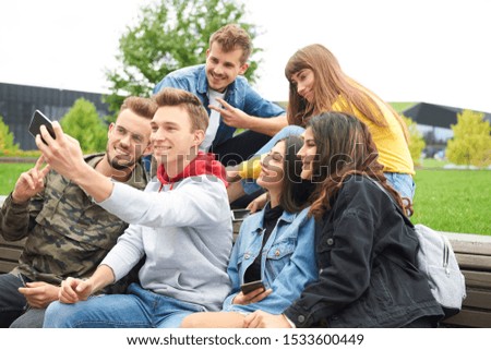 Group of friends making a selfie 