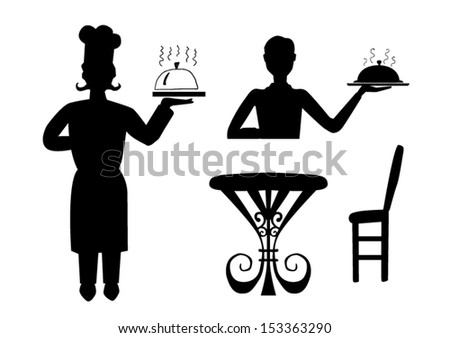Chief and waiter silhouettes