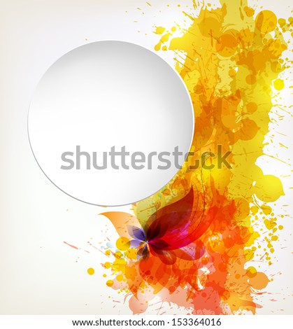 abstract flower with colorful elements, blots and place for your text. 