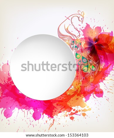 abstract flower with colorful elements, blots and place for your text. 