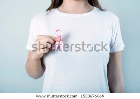 young woman support breast cancer campaign
