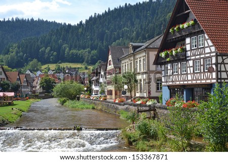 view of historic town of Schiltach in Germany Royalty-Free Stock Photo #153367871