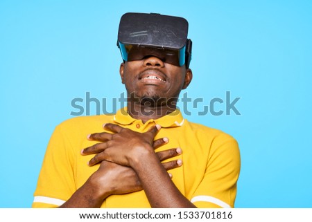 male african appearance entertainment virtual reality glasses studio
