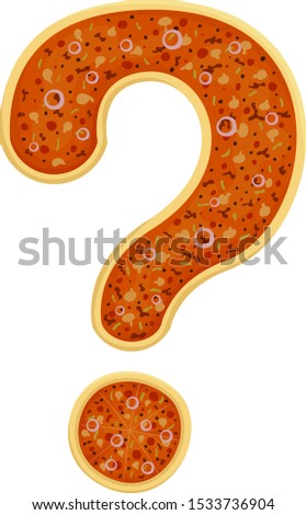 Illustration of a Pizza Shaped as a Question Mark