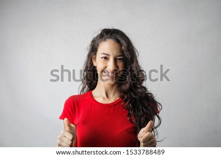 beautiful girl with thumbs up