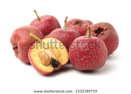 Hawthorn berry on white background stock photo