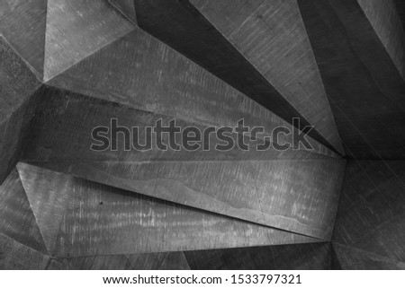Black and White tone and mood, Detail of concrete ceiling with abstract geometric patterns of brutalist architecture church in Cologne, Germany. 