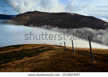 Misty top of the mountains. Road to nowhere. Gorgeous landscape.