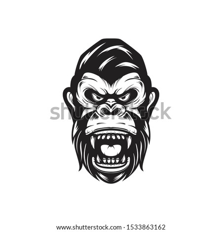 Vector illustration of Gorilla head with helmet for motorcycle riders logo or other sports