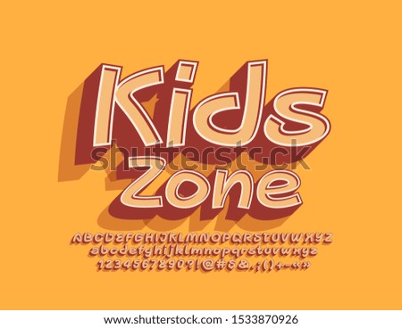 Vector creative logo Kids Zone with trendy Font. 3D original ALphabet Letters , Numbers and Symbols