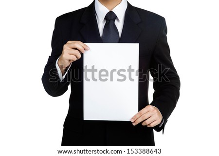 Business man Hold blank placard in isolated