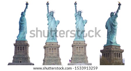 Collection of isolated lady liberty on white background, New York, USA Royalty-Free Stock Photo #1533913259