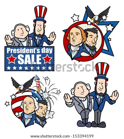 Washington & Lincoln - Presidents Day - Cartoons and Clip-Art