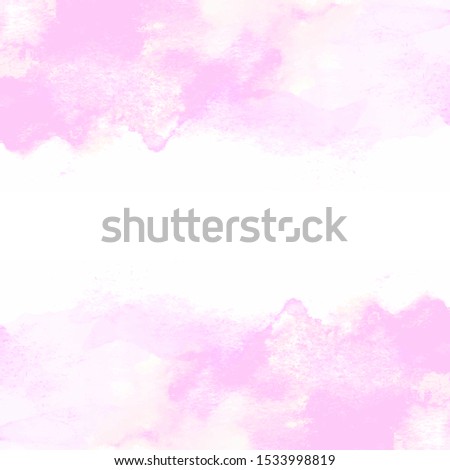 Abstract pink background with hand painted watercolor texture on white, wedding invitation or save the date card template with place for text, vector illustration 