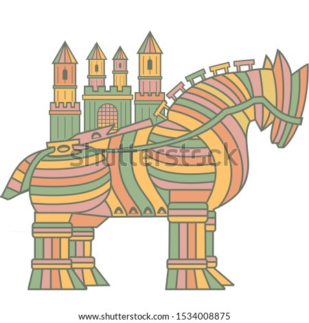 Trojan Horse Art Drawing Illustartion