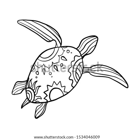 
vector illustration of a simple drawing of a turtle coloring book