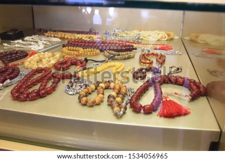 beautiful colorful beads and rosaries