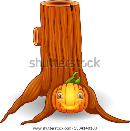 Cartoon pumpkin cute with wooden