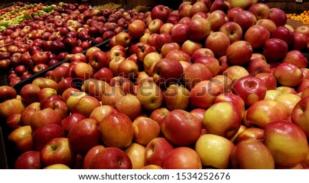 Abundance of Freshly Picked, Ripe, Red Apples, Shown in Farmer's Market Style; Fall is in the Air Ideas; Apple Picking