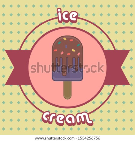 Popsicle in a vintage ice cream poster - Vector illustration