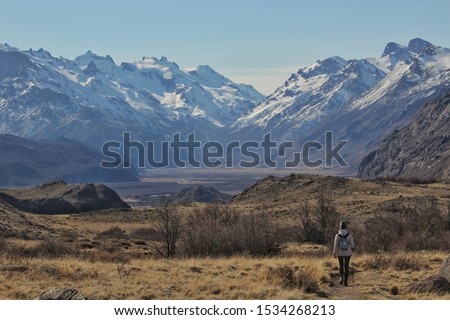 A climber walking on the mountains of argentinian Patagonia.