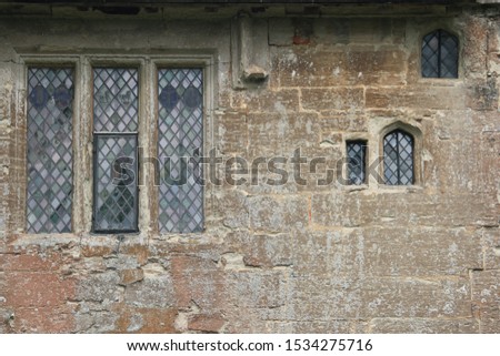 Stained glass windows from an old Medieval wall. Stained glass windows from England.
