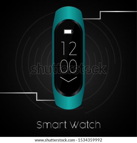 Smartwatch in a poster. Digital clock - Vector illustration