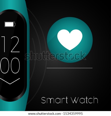 Smartwatch in a poster. Digital clock - Vector illustration
