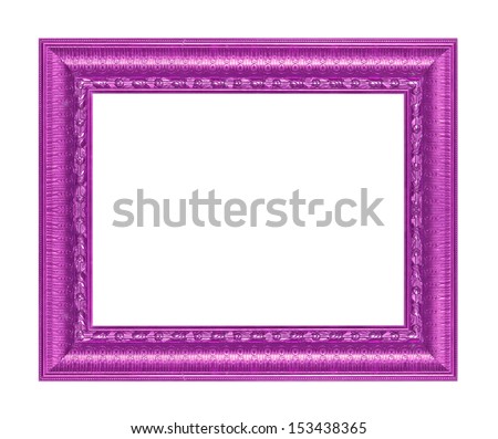 Purple Old picture frame on white background.