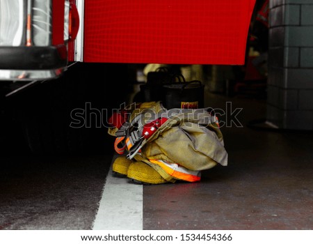 Firefighter Boots Beside Firetruck Street Photography 