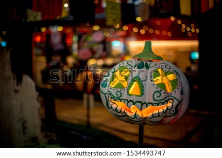Fancy pumpkin doll with light, popular for decorating on Halloween season
