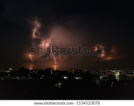 Lightning strike in a dark night