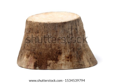 Tree stump stock photo on white background