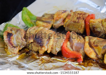 Barbecue - duck grill with bell pepper
