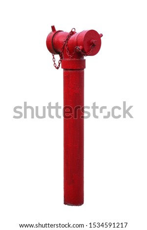 Red fire hydrant water pipe isolated on white background
