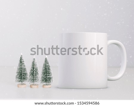 Winter styled white blank coffee mug to add custom design or quote. Perfect for businesses selling mugs, just overlay your quote or design on to the image.
