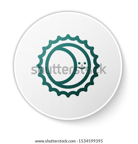 Green Eclipse of the sun icon isolated on white background. Total sonar eclipse. White circle button. Vector Illustration