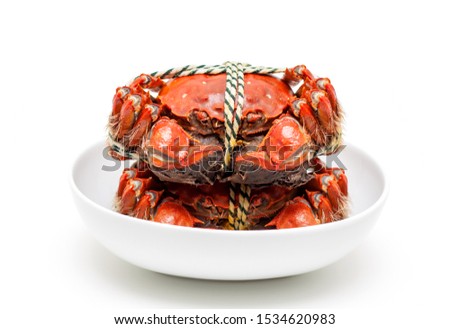 Cooked Chinese hairy crab isolated on white background