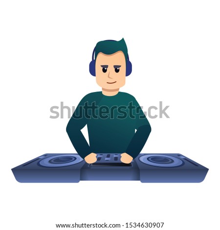 Serious dj icon. Cartoon of serious dj vector icon for web design isolated on white background